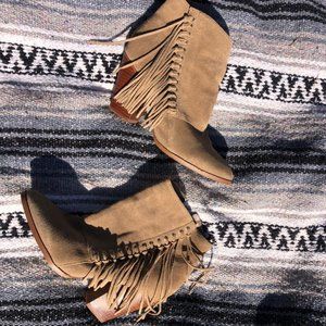 ALDO Suede Western Fringe Heeled Booties